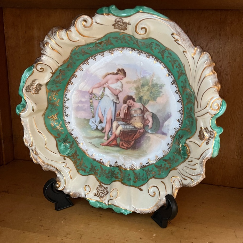 Antique Victoria Austria Porcelain Cabinet Portrait Bowl. Angelica Kaufman Scene